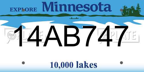14AB747 Minnesota License Plate