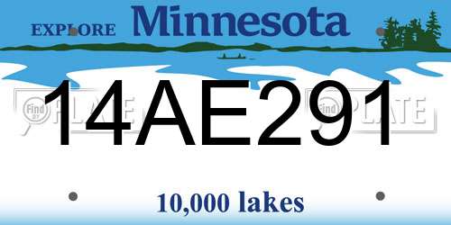 14AE291 Minnesota License Plate
