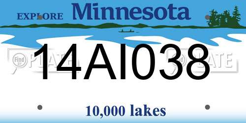 14AI038 Minnesota License Plate