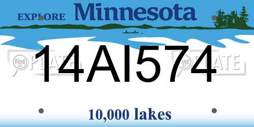 14AI574 Minnesota License Plate