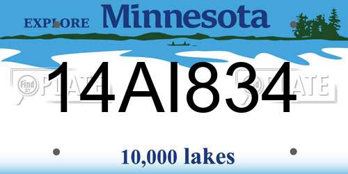14AI834 Minnesota License Plate