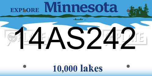 14AS242 Minnesota License Plate