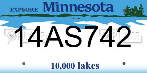 14AS742 Minnesota License Plate