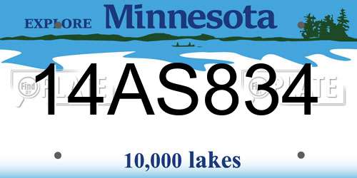 14AS834 Minnesota License Plate