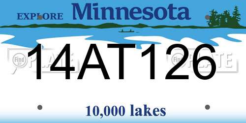 14AT126 Minnesota License Plate