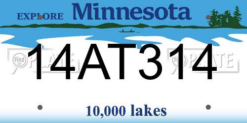 14AT314 Minnesota License Plate