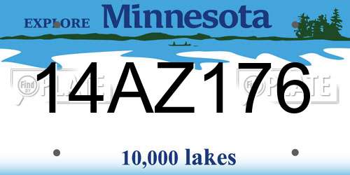 14AZ176 Minnesota License Plate