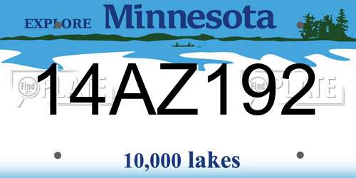 14AZ192 Minnesota License Plate
