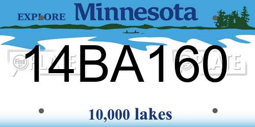 14BA160 Minnesota License Plate