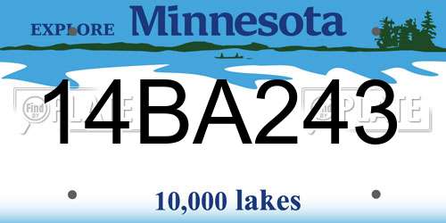 14BA243 Minnesota License Plate