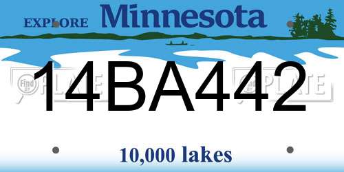 14BA442 Minnesota License Plate