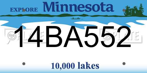 14BA552 Minnesota License Plate