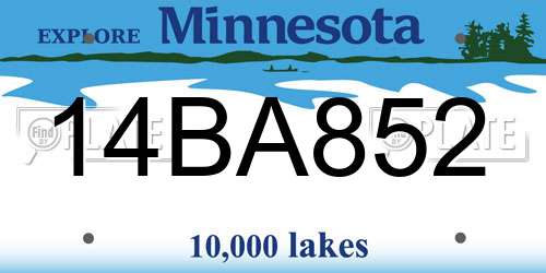 14BA852 Minnesota License Plate