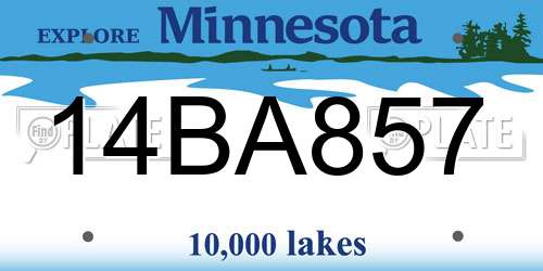14BA857 Minnesota License Plate