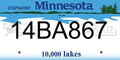 14BA867 Minnesota License Plate