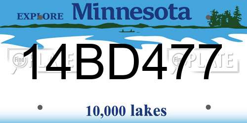 14BD477 Minnesota License Plate