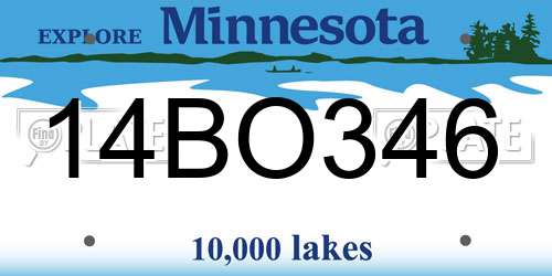 14BO346 Minnesota License Plate