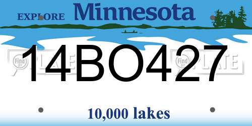 14BO427 Minnesota License Plate