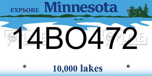 14BO472 Minnesota License Plate