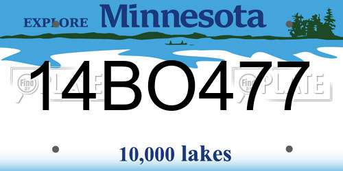 14BO477 Minnesota License Plate
