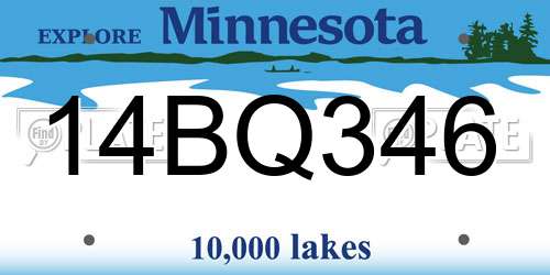 14BQ346 Minnesota License Plate