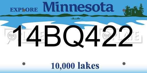 14BQ422 Minnesota License Plate