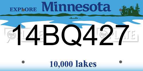14BQ427 Minnesota License Plate