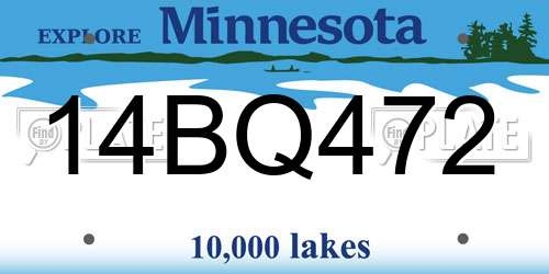14BQ472 Minnesota License Plate