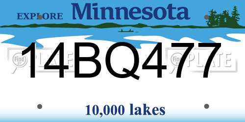 14BQ477 Minnesota License Plate