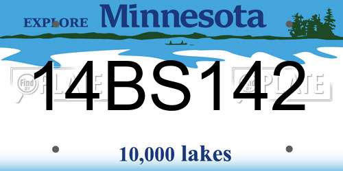 14BS142 Minnesota License Plate