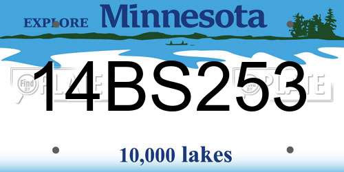 14BS253 Minnesota License Plate