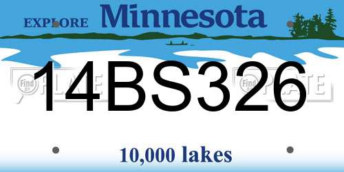 14BS326 Minnesota License Plate