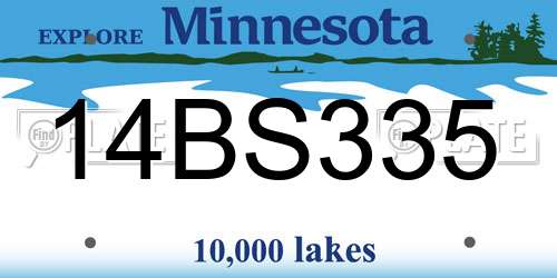 14BS335 Minnesota License Plate