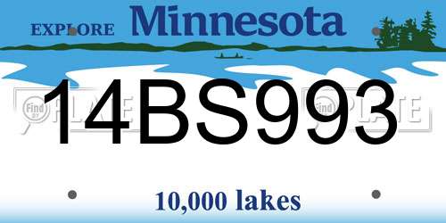 14BS993 Minnesota License Plate