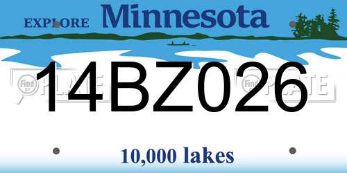 14BZ026 Minnesota License Plate
