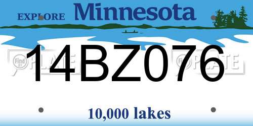 14BZ076 Minnesota License Plate