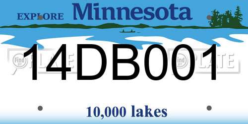 14DB001 Minnesota License Plate