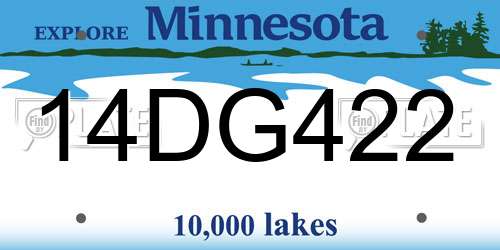 14DG422 Minnesota License Plate