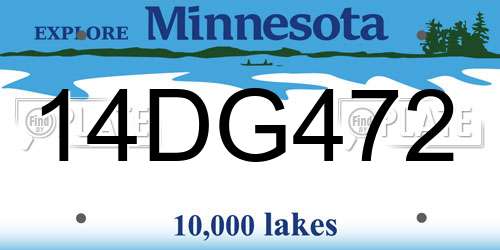 14DG472 Minnesota License Plate