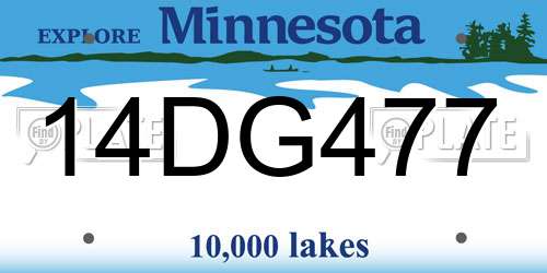 14DG477 Minnesota License Plate