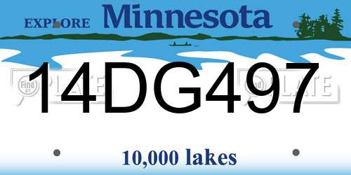 14DG497 Minnesota License Plate