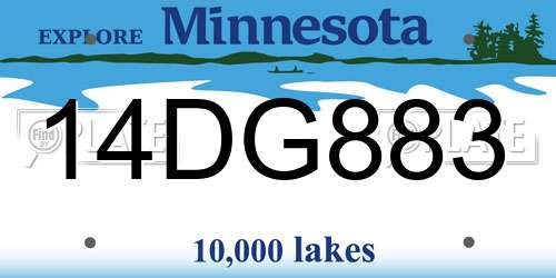14DG883 Minnesota License Plate