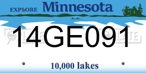 14GE091 Minnesota License Plate