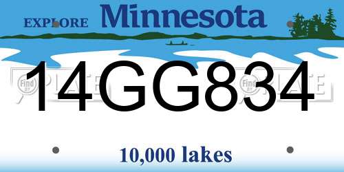 14GG834 Minnesota License Plate