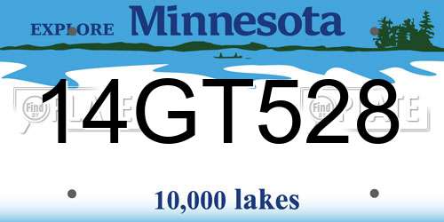 14GT528 Minnesota License Plate