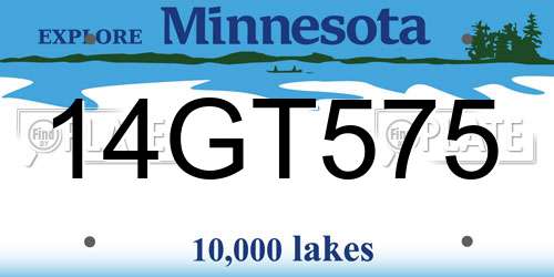 14GT575 Minnesota License Plate