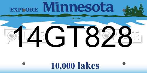 14GT828 Minnesota License Plate