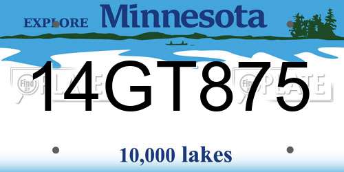 14GT875 Minnesota License Plate