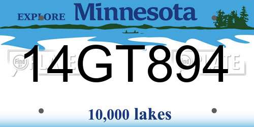 14GT894 Minnesota License Plate