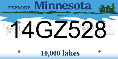 14GZ528 Minnesota License Plate